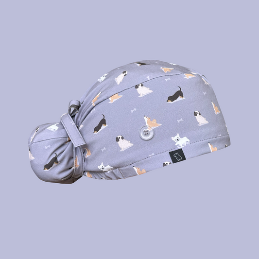 Bun scrub cap: Down Dog profile