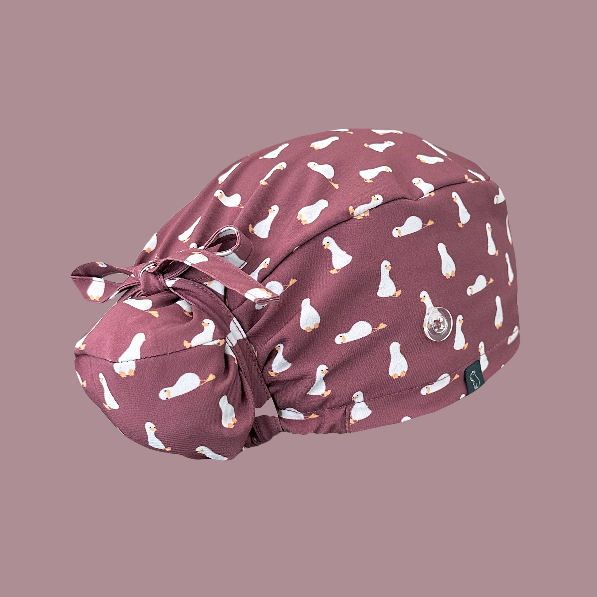 Ponytail scrub cap: What the Duck rear