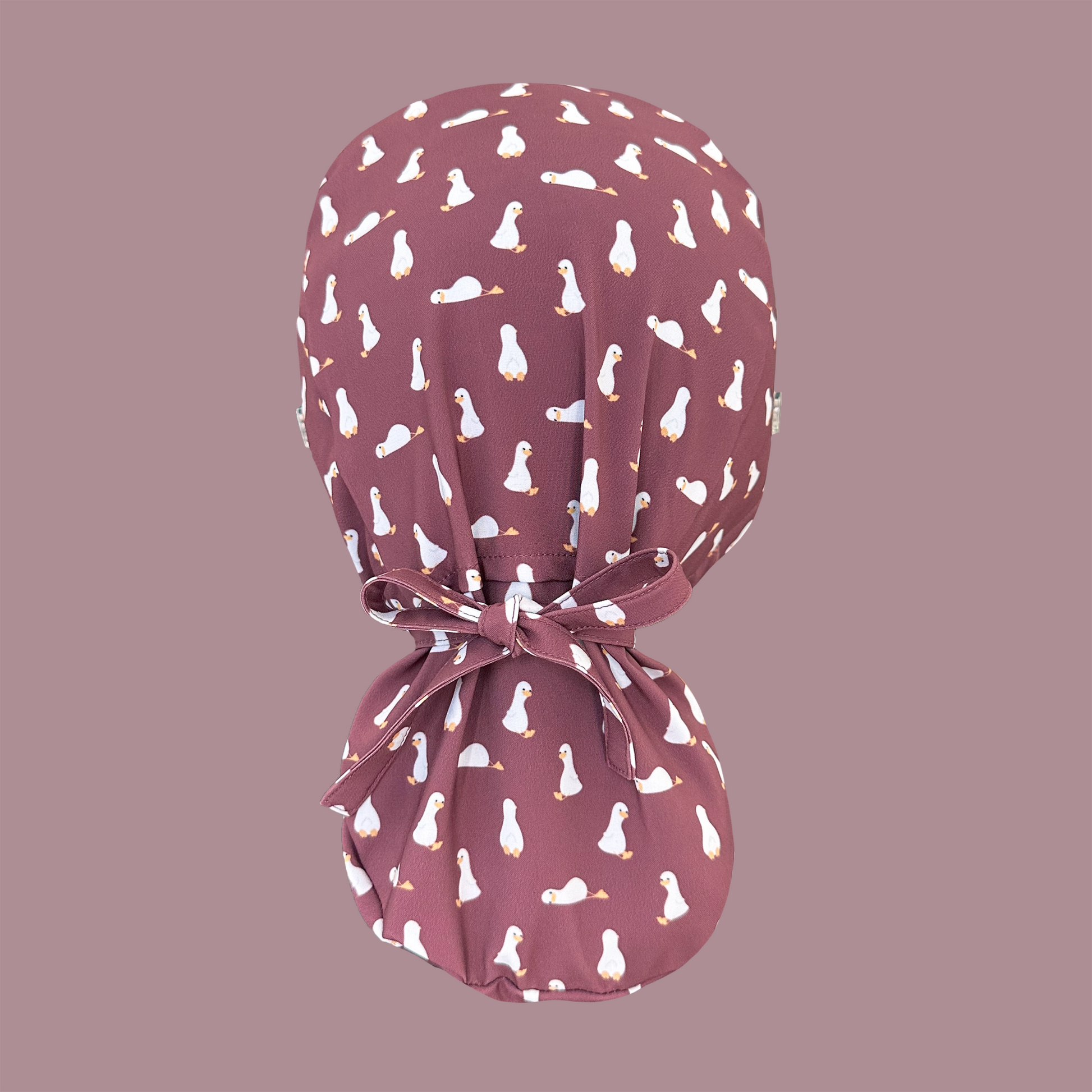 Ponytail scrub cap: What the Duck rear
