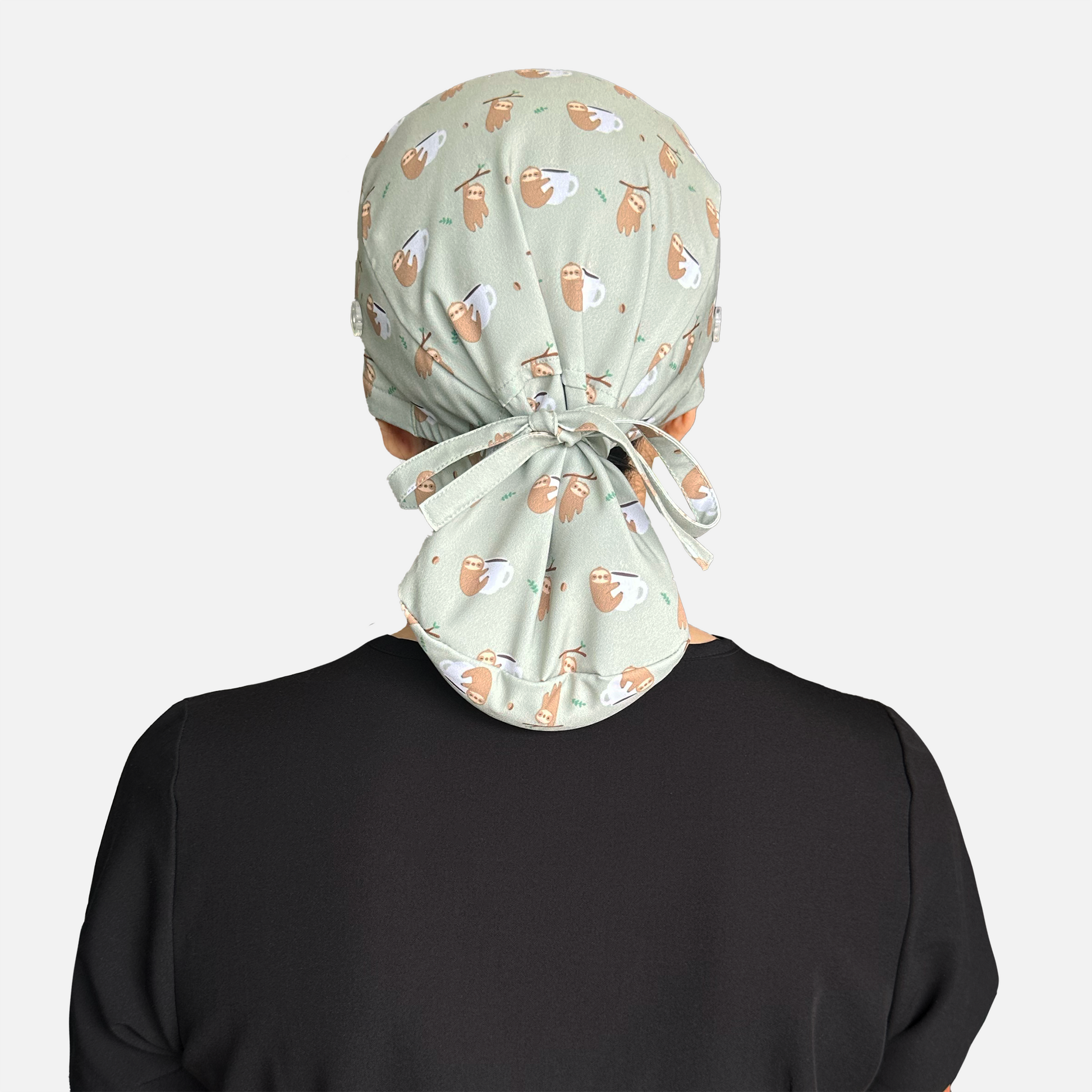 Ponytail Scrub Cap sloth rear model