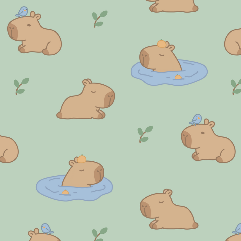 Capy Classic Scrub Cap in Content Capybara