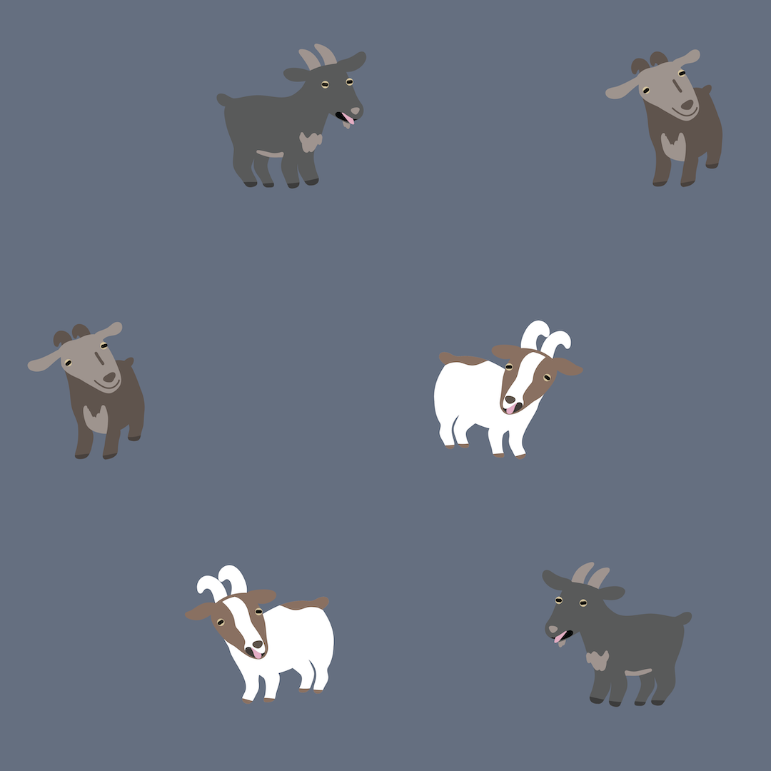 Various goats on a navy blue background