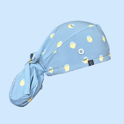 Ponytail Cap profile view in the healthcare chick print