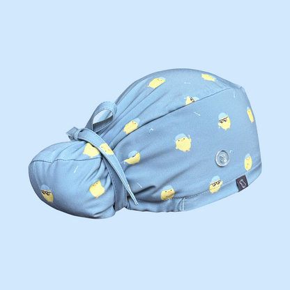 Bun Cap rear view In the healthcare chick print