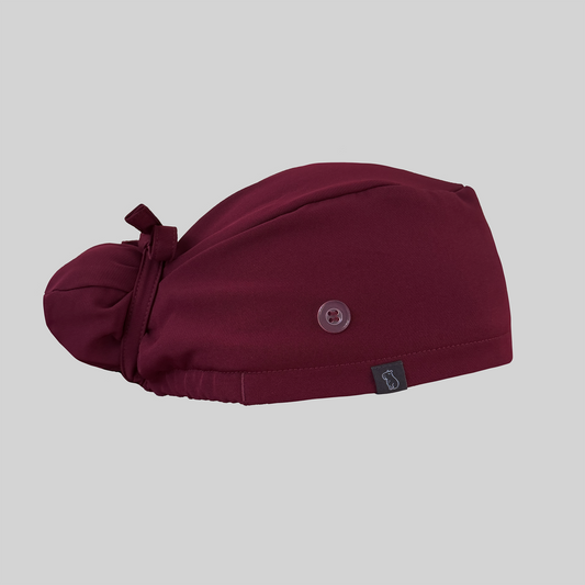 Maroon Bun Cap from side view