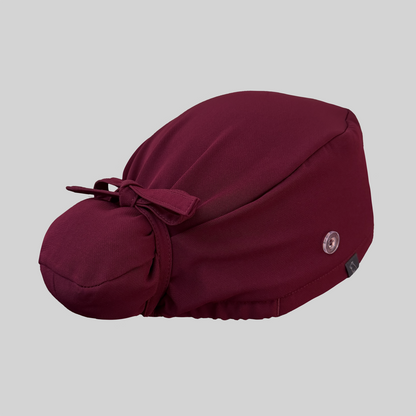 Maroon Bun Cap from rear view