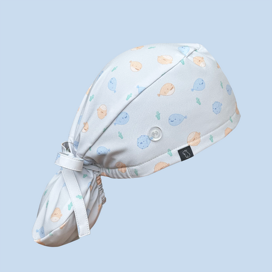 Ponytail scrub cap: puffer panic profile