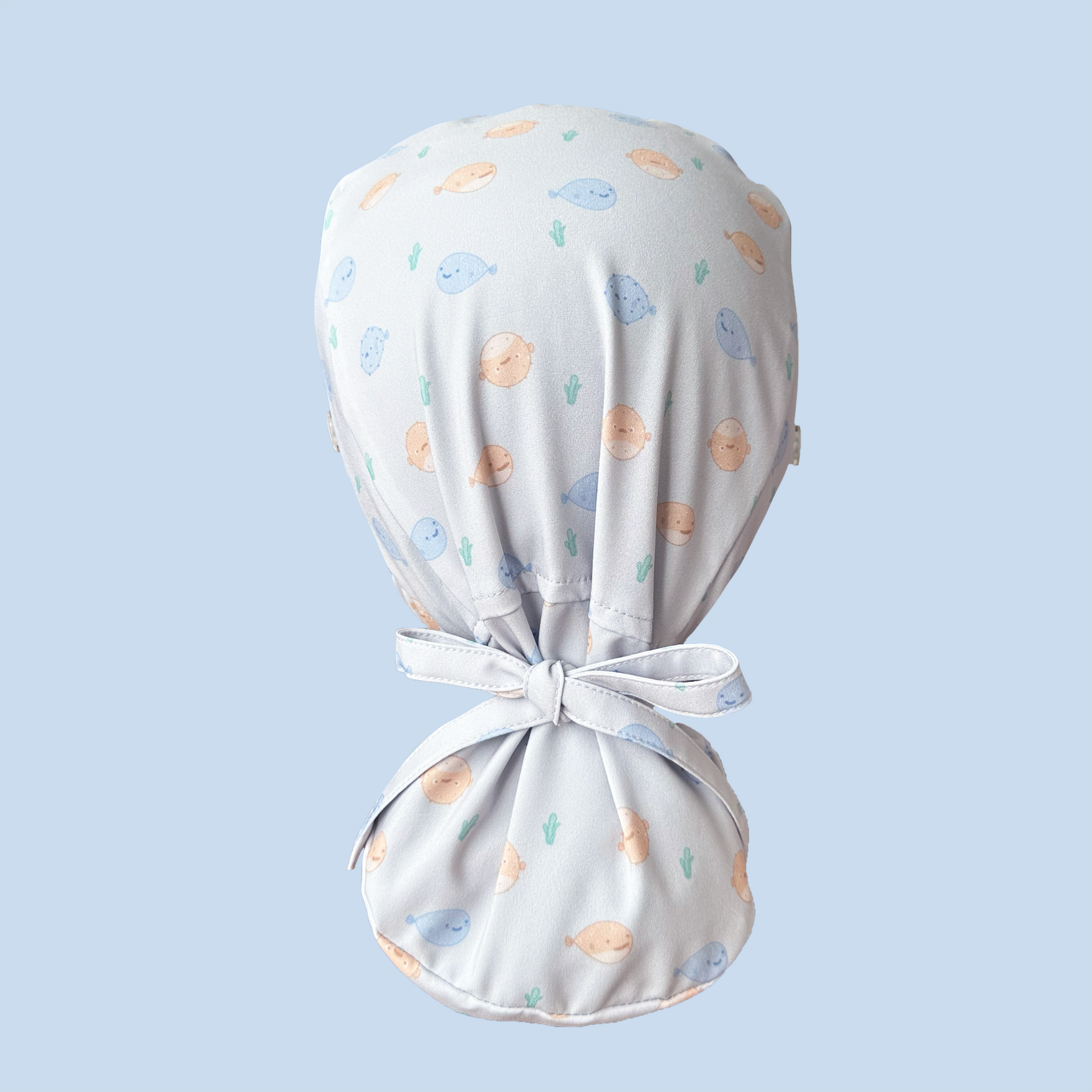 Ponytail scrub cap: puffer panic rear